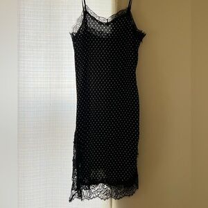 Free People silky polka dot slip dress 🖤🐼